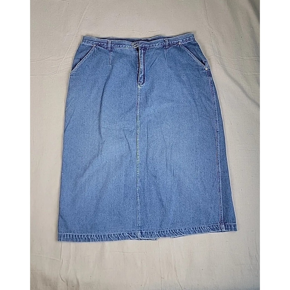 Ragtop Jean Denim Skirt 22 40x32 Midi A Line Blue Pockets Cottage Granny Prairie